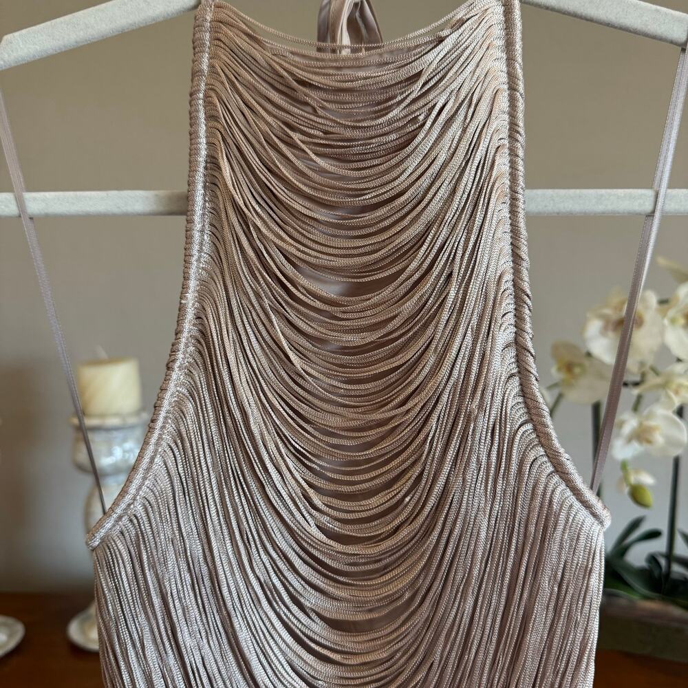 Zara Fringed Halter Top Pale Pink Size Small NWT - Picture 3 of 15